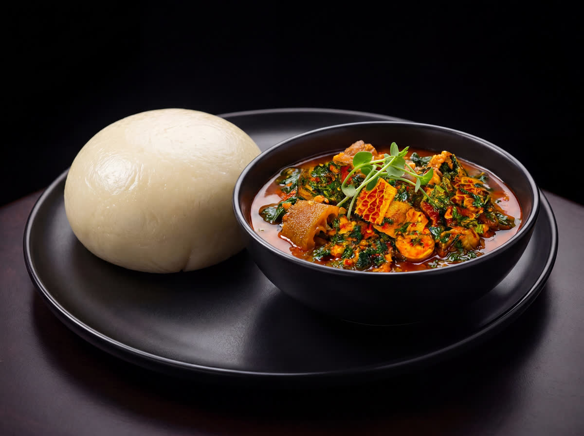 Pounded Yam with Efo Riro